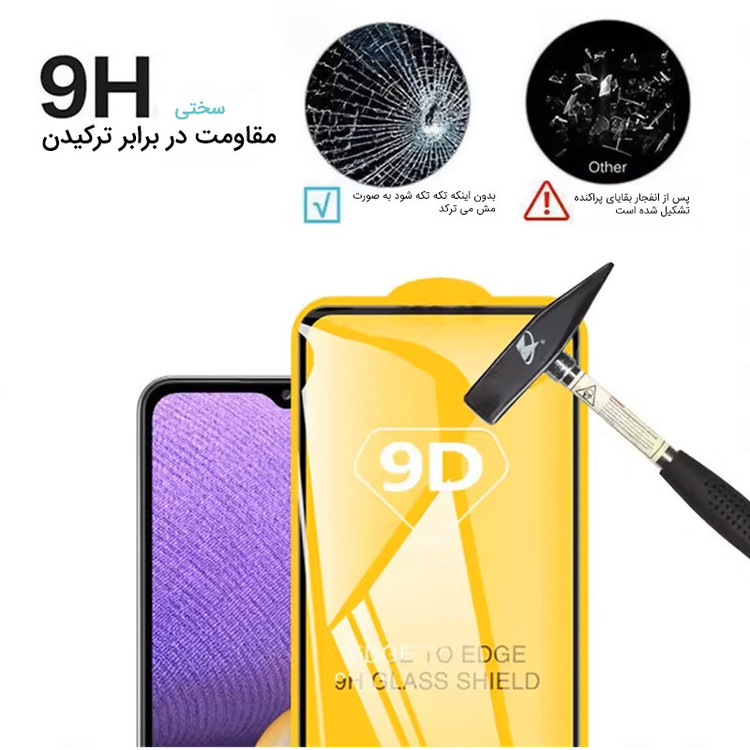 محافظ صفحه نمایش فورس گلس مدل 9DFulGlass مناسب برای گوشی موبایل سامسونگ Galaxy A12