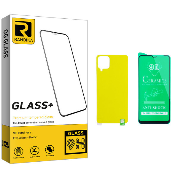 محافظ صفحه نمایش سرامیکی راندیکا مدل GLD مناسب برای گوشی موبایل سامسونگ Galaxy A12 به همراه محافظ پشت گوشی