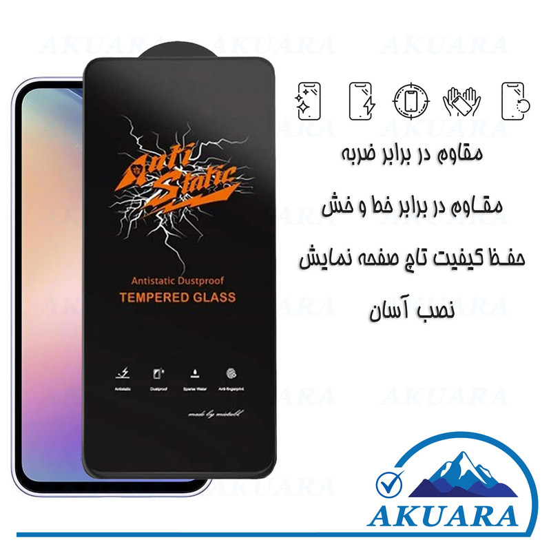 محافظ صفحه نمایش آنتی استاتیک آکوآرا مدل Antistatic AKU as3 مناسب برای گوشی موبایل سامسونگ Galaxy A35 / Galaxy A55 مجموعه سه عددی