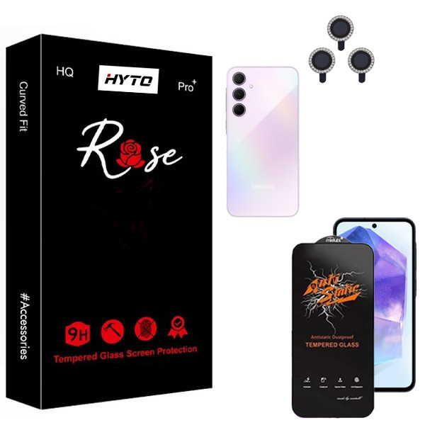 محافظ صفحه نمایش هیتو مدل Rose Antistatic Guard مناسب برای گوشی موبایل سامسونگ galaxy a35 به همراه محافظ لنز