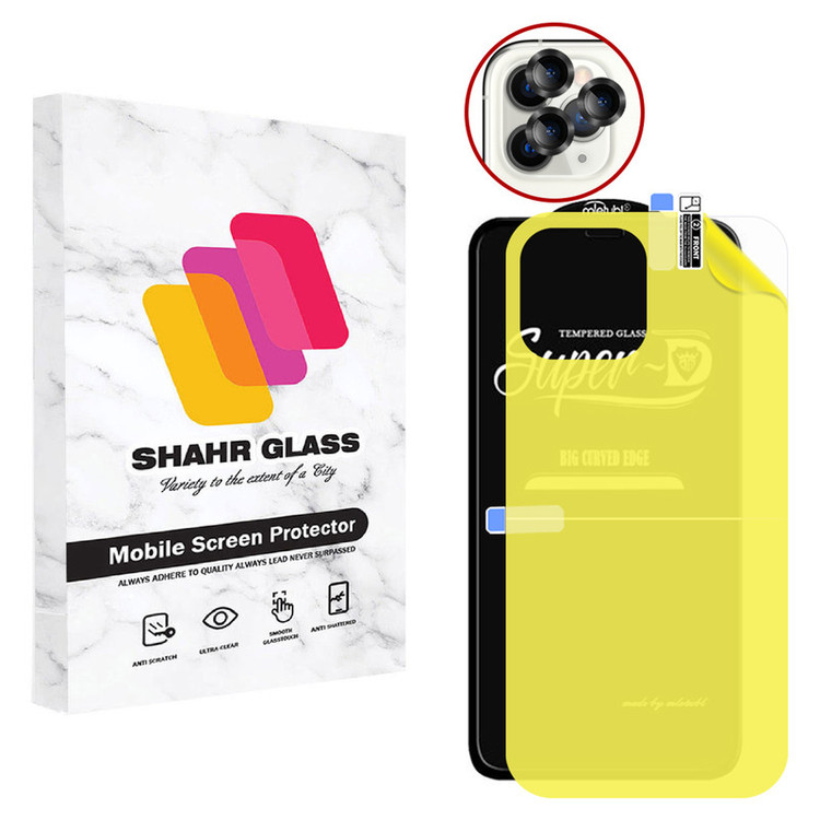 محافظ صفحه نمایش شهر گلس مدل 2SNR مناسب برای گوشی موبایل اپل iPhone 11 Pro به همراه محافظ پشت گوشی و محافظ لنز دوربین