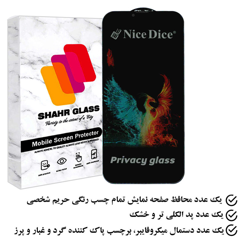 محافظ صفحه نمایش حریم شخصی شهر گلس مدل NICEDICESH مناسب برای گوشی موبایل اپل iPhone 14