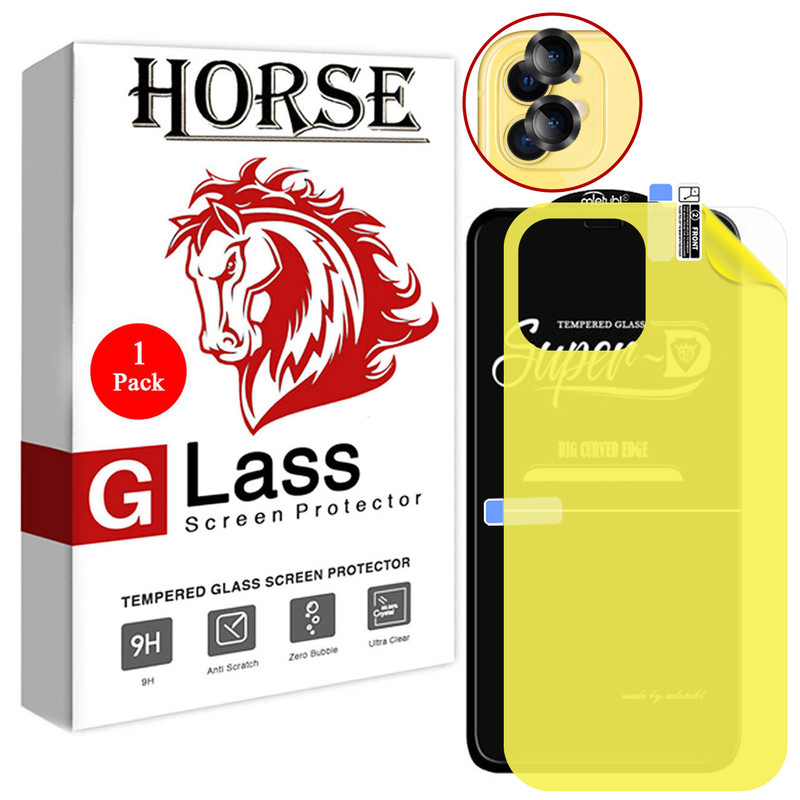 محافظ صفحه نمایش هورس مدل 2SNR مناسب برای گوشی موبایل اپل iPhone 11 به همراه محافظ پشت گوشی و محافظ لنز دوربین