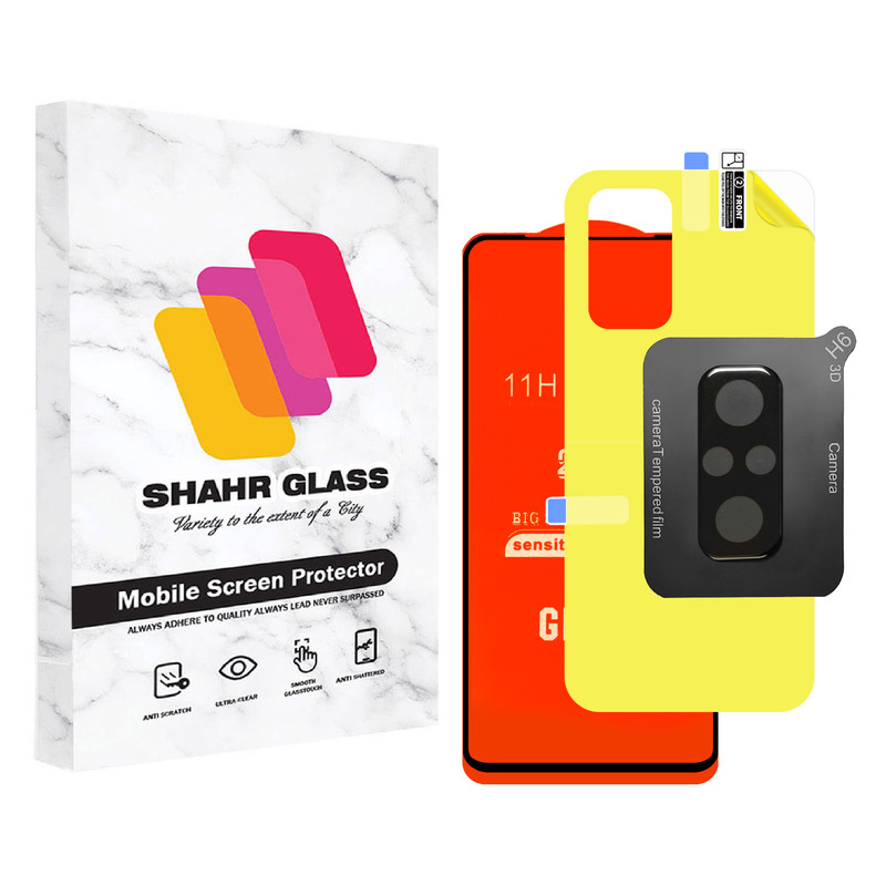 محافظ صفحه نمایش شهر گلس مدل 3FNF مناسب برای گوشی موبایل شیائومی Redmi Note 10 Pro به همراه محافظ پشت گوشی و محافظ لنز دوربین