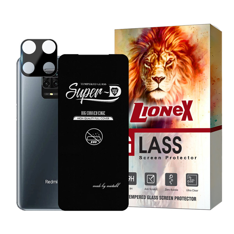 محافظ صفحه نمایش لایونکس مدل SUPLNFULI مناسب برای گوشی موبایل شیائومی Redmi Note 9S / Redmi Note 9 Pro / Redmi Note 9 Pro Max به همراه محافظ لنز گوشی