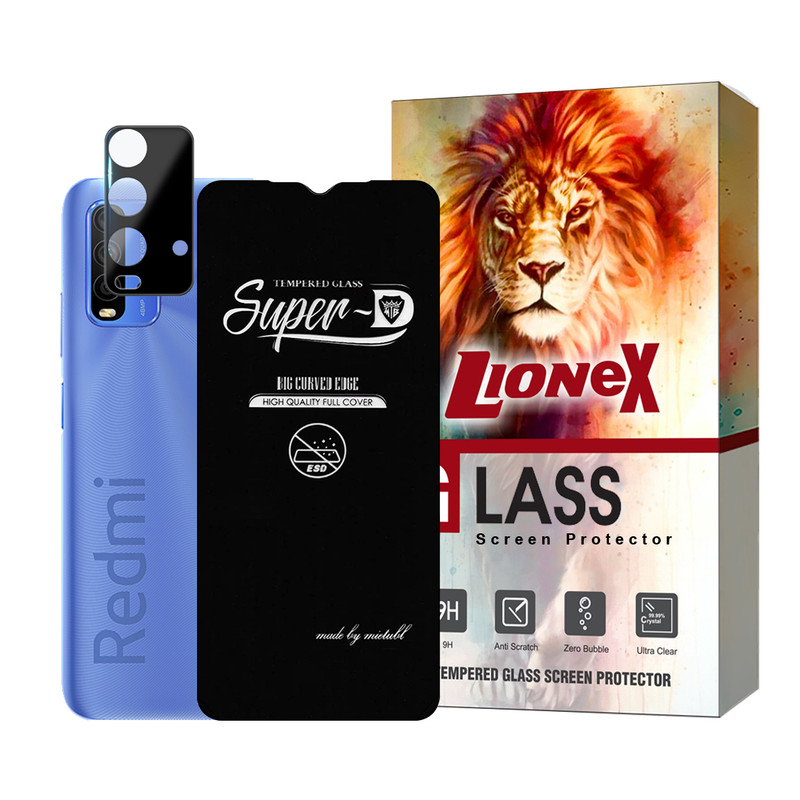 محافظ صفحه نمایش لایونکس مدل SUPLNFULI مناسب برای گوشی موبایل شیائومی Redmi 9T / Redmi 9 Power به همراه محافظ لنز گوشی