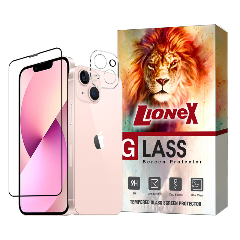 محافظ صفحه نمایش لایونکس مدل MFUL3DLI مناسب برای گوشی موبایل اپل iPhone 13 به همراه محافظ لنز دوربین