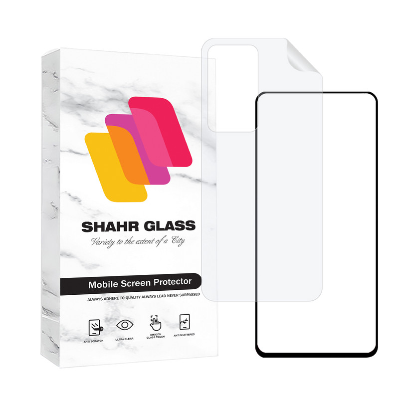 محافظ صفحه نمایش شهر گلس مدل FUNABKSH مناسب برای گوشی موبایل شیائومی Poco F4 / Redmi K50 / K50 Pro به همراه محافظ پشت گوشی