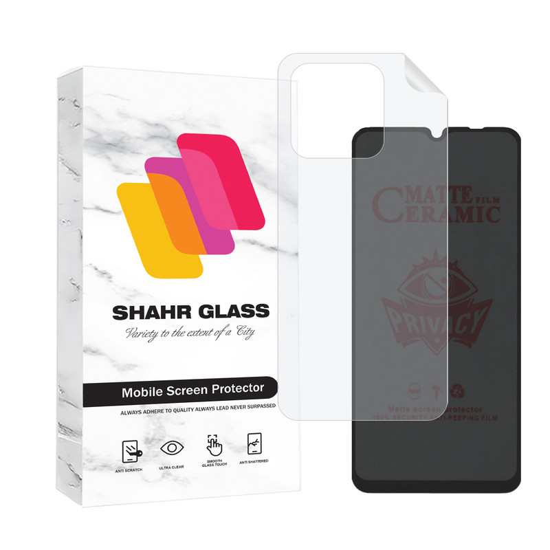 محافظ صفحه نمایش سرامیکی حریم شخصی شهر گلس مدل CERPRIVNANOSH مناسب برای گوشی موبایل اپل Redmi 10C / Poco C40 به همراه محافظ پشت گوشی