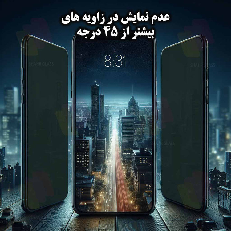 محافظ صفحه نمایش حریم شخصی شهر گلس مدل FULLPRIVNANOSH مناسب برای گوشی موبایل شیائومی Redmi Note 8 Pro به همراه محافظ پشت گوشی هیدروژل