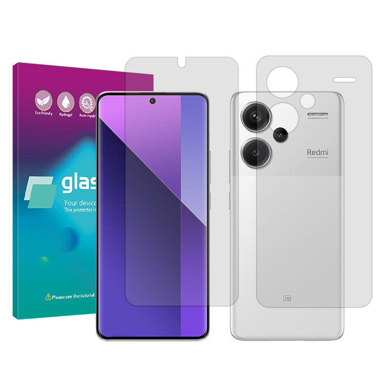 محافظ صفحه نمایش شفاف گلس پرو مدل Resistant مناسب برای گوشی موبایل شیائومی Redmi Note 13 Pro Plus به همراه محافظ پشت گوشی