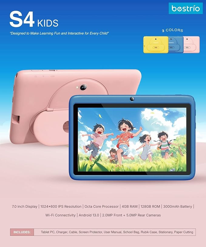 تبلت کودک 7اینج 128 گیگ رام 4+4 مدل Tablet bestrio S4.