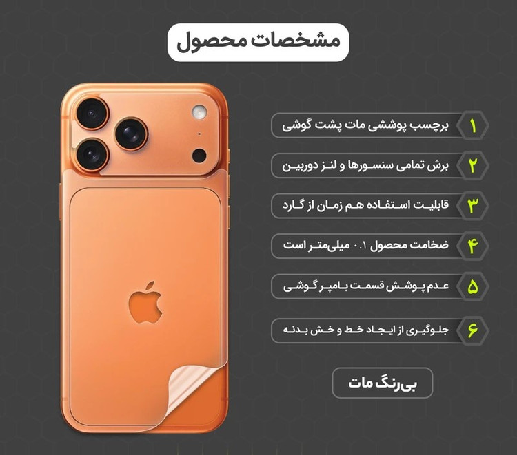 محافظ پشت گوشی هیدروژل مولتی نانوD'HARD مدل X-F1T مناسب برای گوشی موبایل اپل iPhone 17 Pro
