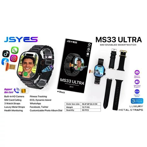 ساعت سیم کارت خور هوشمند JSYES مدل MS33 ULTRA3 دوربین دار و ریجستر شده اورجینال