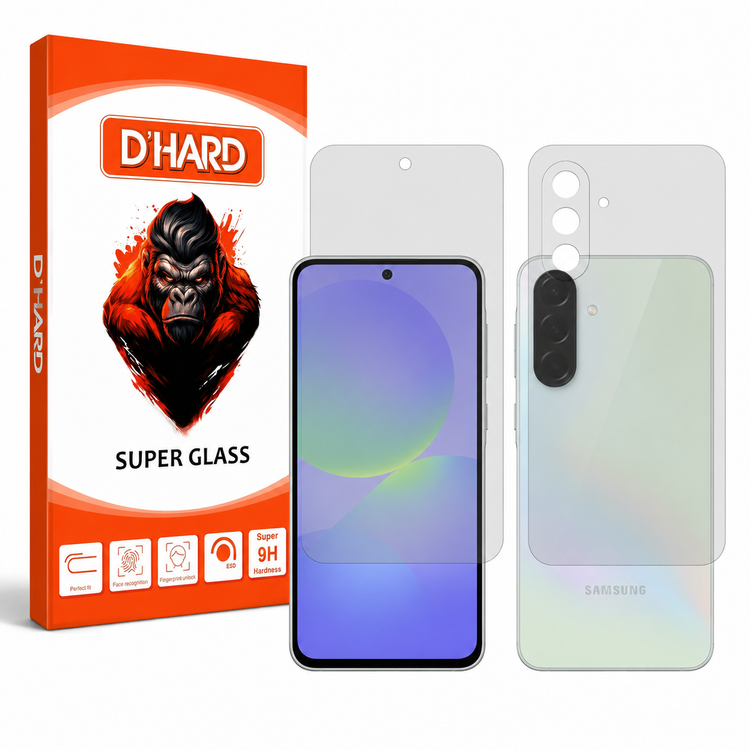 محافظ صفحه نمایش شفاف تکنو D'HARD مدل Resistant مناسب برای گوشی موبایل سامسونگ Galaxy A56 به همراه محافظ پشت گوشی