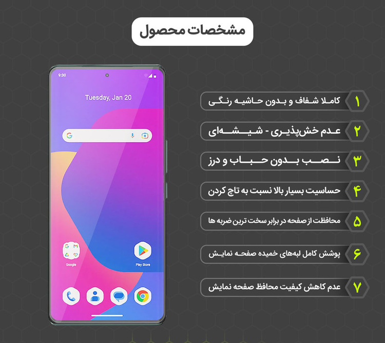 محافظ صفحه نمایش D'HARDمدل UVL مناسب برای گوشی موبایل داریا Bond 5G